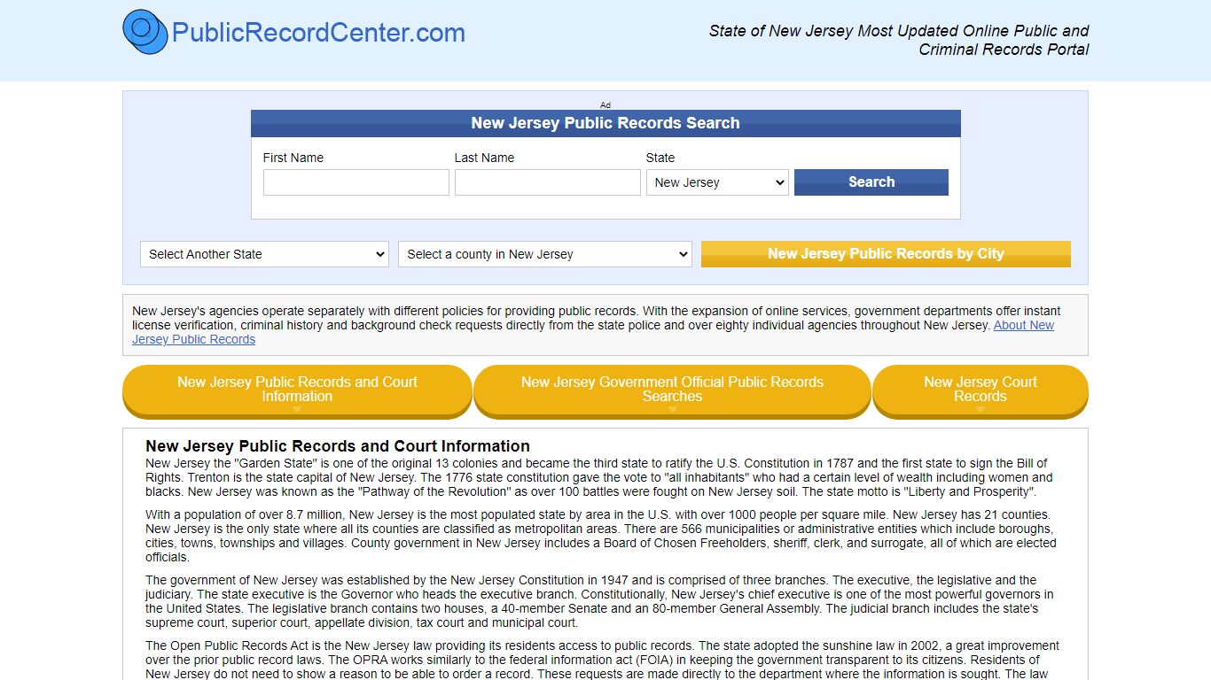 New Jersey Free Public Records, Criminal Records And Background Checks