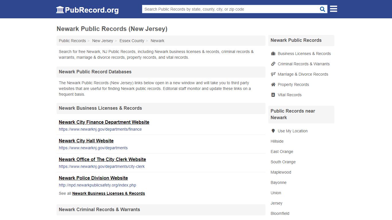 Free Newark Public Records (New Jersey Public Records) - PubRecord.org